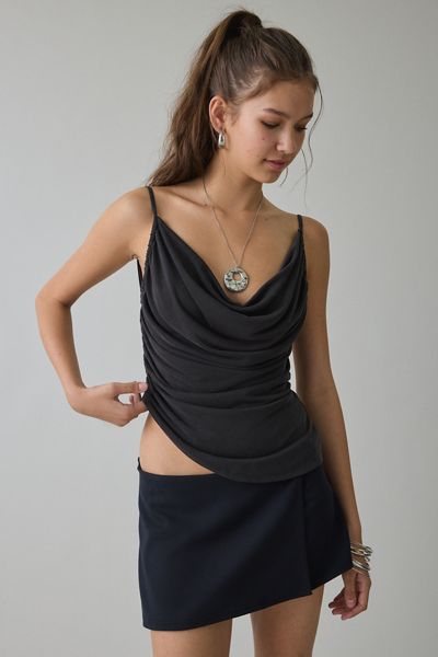 NIA Luz Asymmetric Plunging Cowl Neck Cami