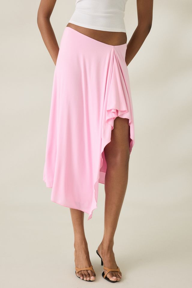 NIA Mar Asymmetric Ruffle Mesh Midi Skirt #1