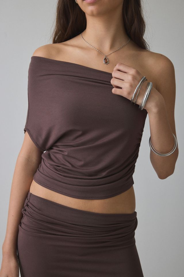 NIA Bartolo Jersey Knit Asymmetric Off-The-Shoulder Top #2