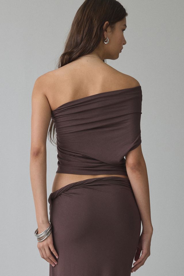 NIA Bartolo Jersey Knit Asymmetric Off-The-Shoulder Top #4
