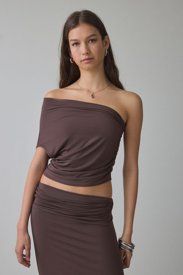 NIA Pietro Jersey Knit Ruched Low-Rise Maxi Skirt #1