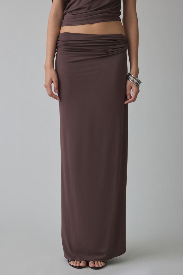 NIA Pietro Jersey Knit Ruched Low-Rise Maxi Skirt #2