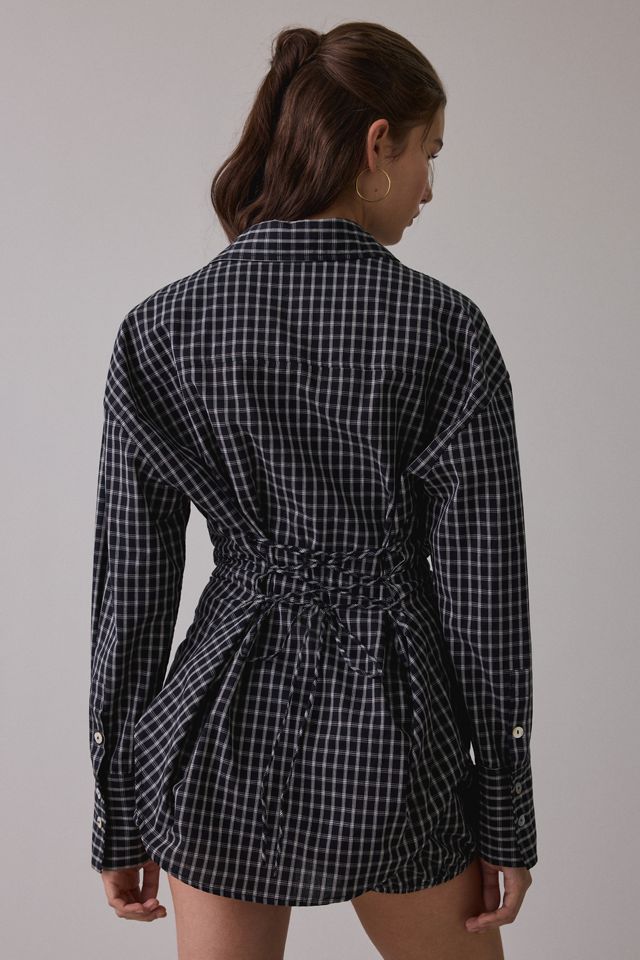 NIA Jules Lace-Up Long Sleeve Button-Down Shirt #3
