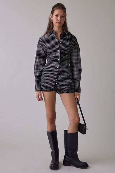 NIA Jules Lace-Up Long Sleeve Button-Down Shirt