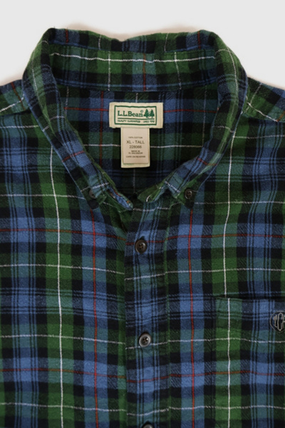 Vintage L.L. Bean Plaid Flannel Button-Down Shirt