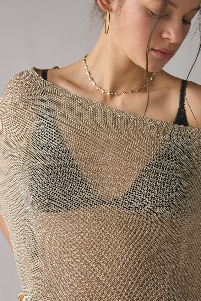 Lioness Luminous Asymmetric Sheer Poncho Top #1