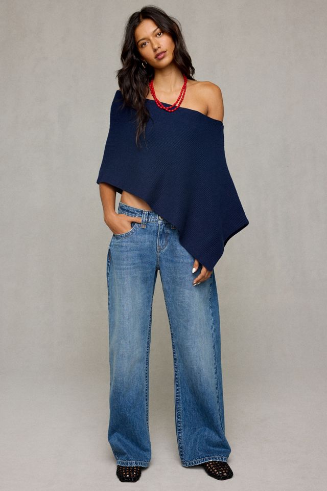 Lioness Luminous Asymmetric Ribbed Knit Poncho Top #1
