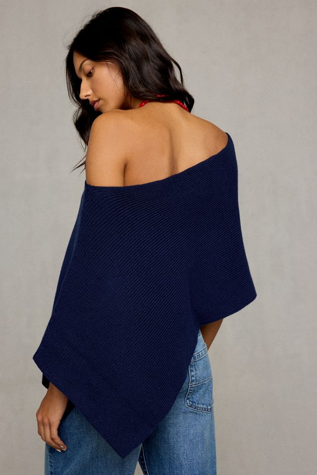 Lioness Luminous Asymmetric Ribbed Knit Poncho Top #3