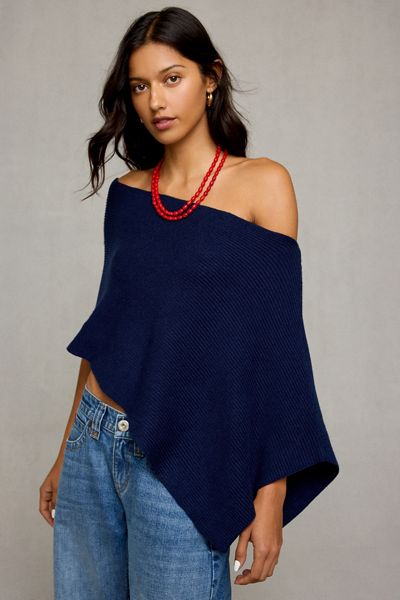 Lioness Luminous Asymmetric Ribbed Knit Poncho Top