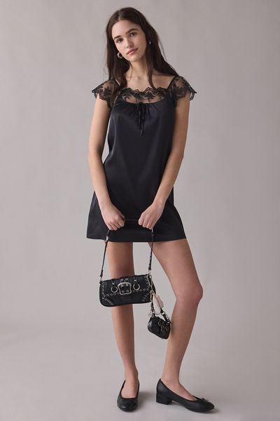 トップス GHOSPELL / Lennie Sheer Mini Dress Ghospell Lennie Sheer Asymmetric Ruffle Trapeze Mini Dress | Urban