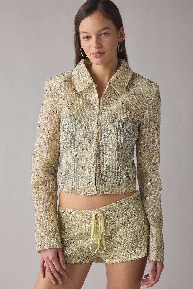 Lioness Slick Sequin Crop Jacket #3