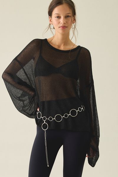 Lioness Bloom Sheer Oversized Long Sleeve Top
