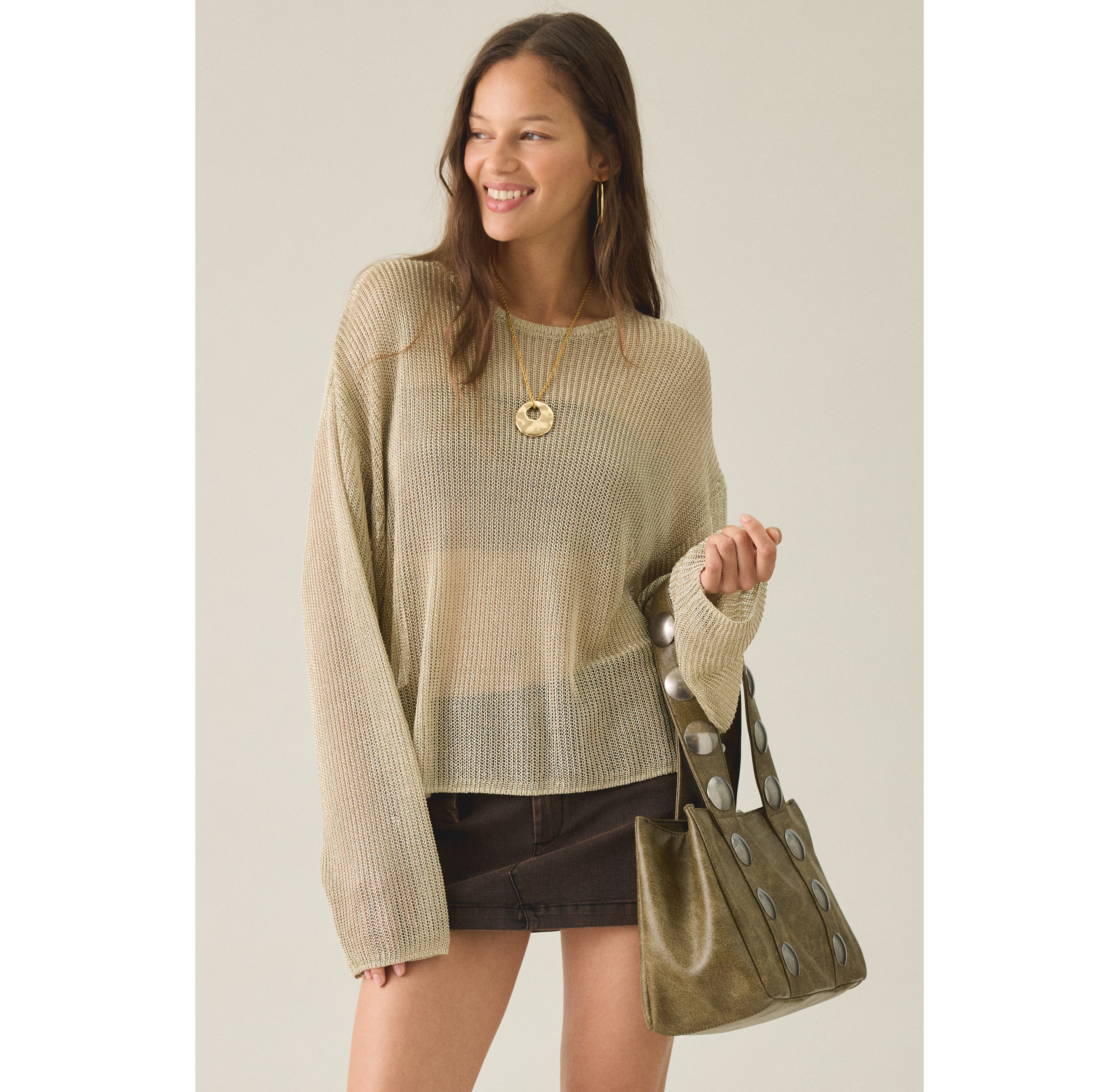 Lioness Bloom Sheer Oversized Long Sleeve Top