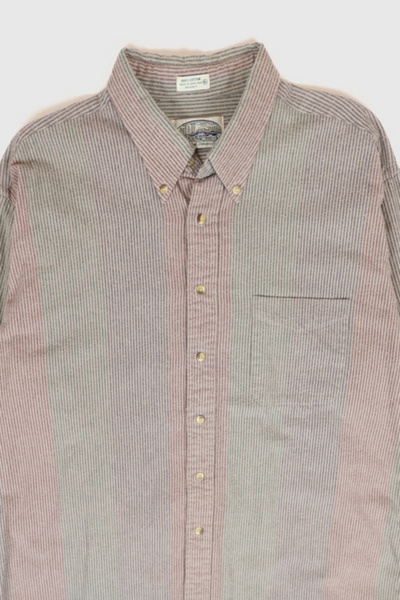 Vintage Striped Flannel Button-Down Shirt