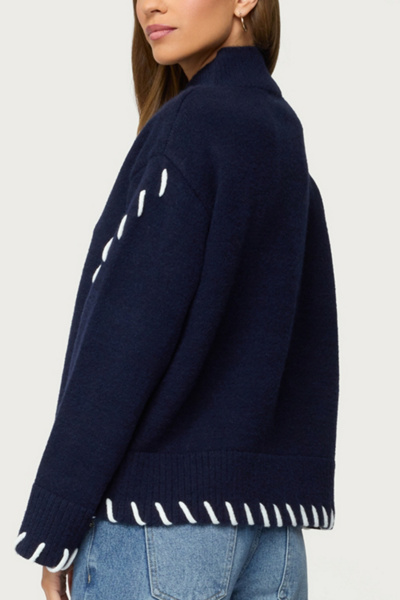 Edikted Indah Contrast Stitch Oversized Sweater