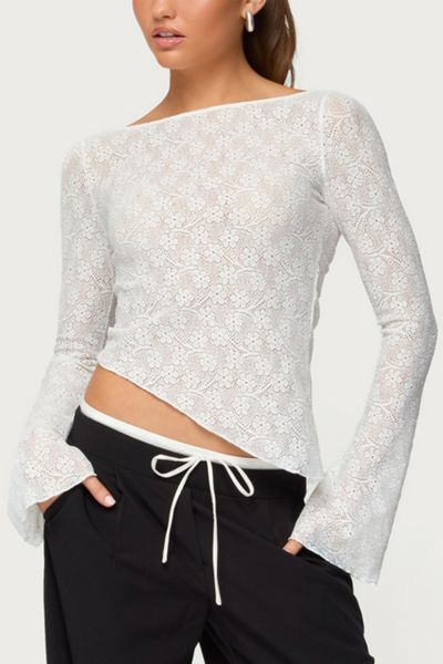Edikted Rusa Button Up Sheer Crochet Top | Urban Outfitters