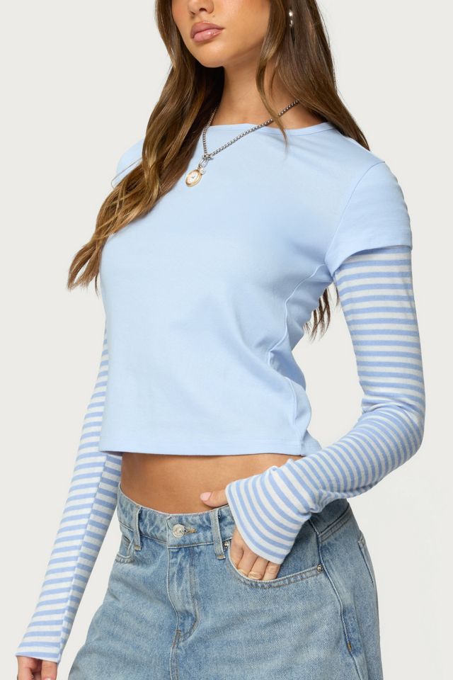 Edikted Stripey Layered Long Sleeve T Shirt #2