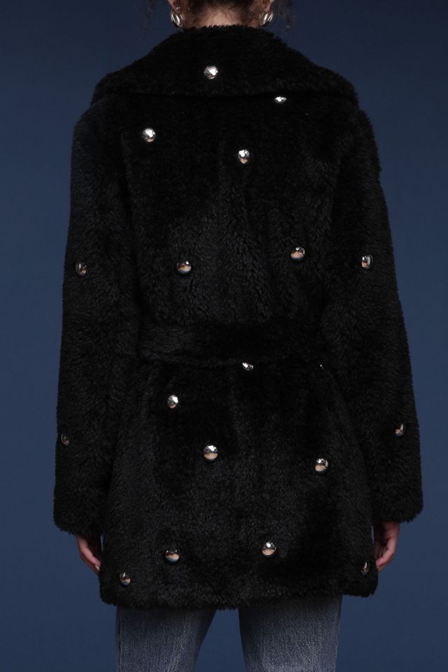 Avec Les Filles Studded Faux Fur Wrap Coat #2