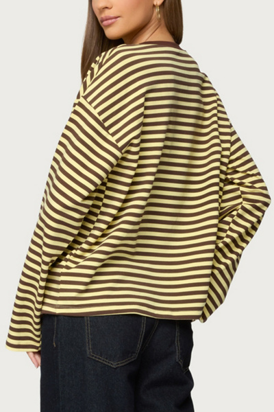 Edikted Jodie Oversized Striped Long Sleeve Top