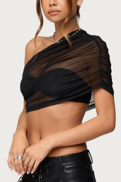Edikted Layered Bandeau Sheer Mesh Top