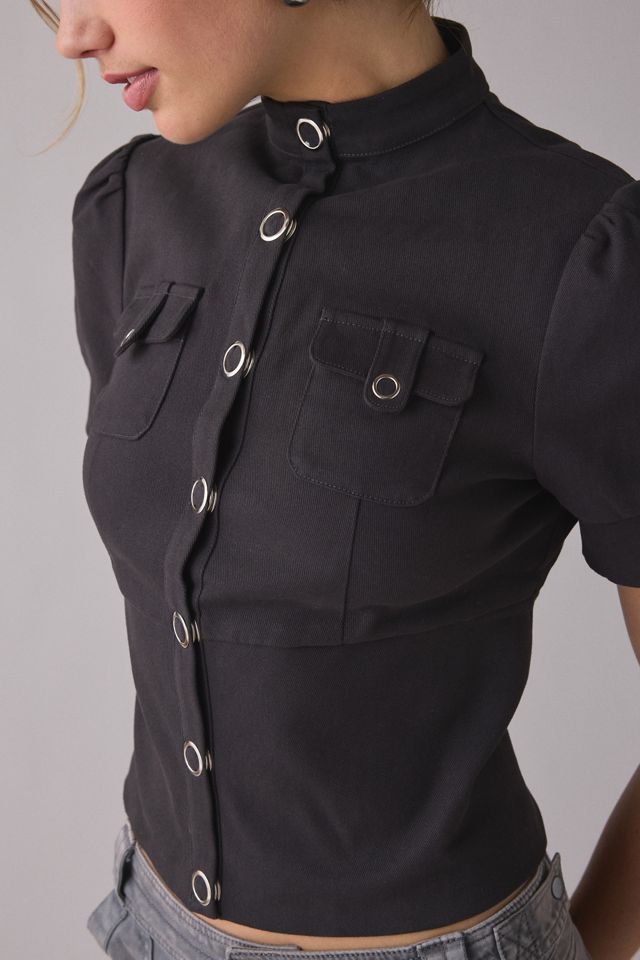Motel Renia Short Sleeve Military Top #2