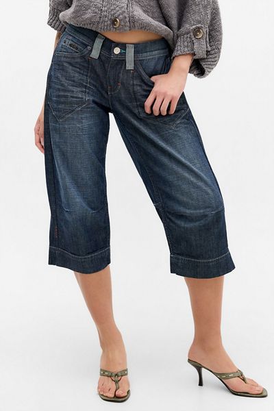 Jeans capri décontractés à jambe droite Cyris taille basse BDG