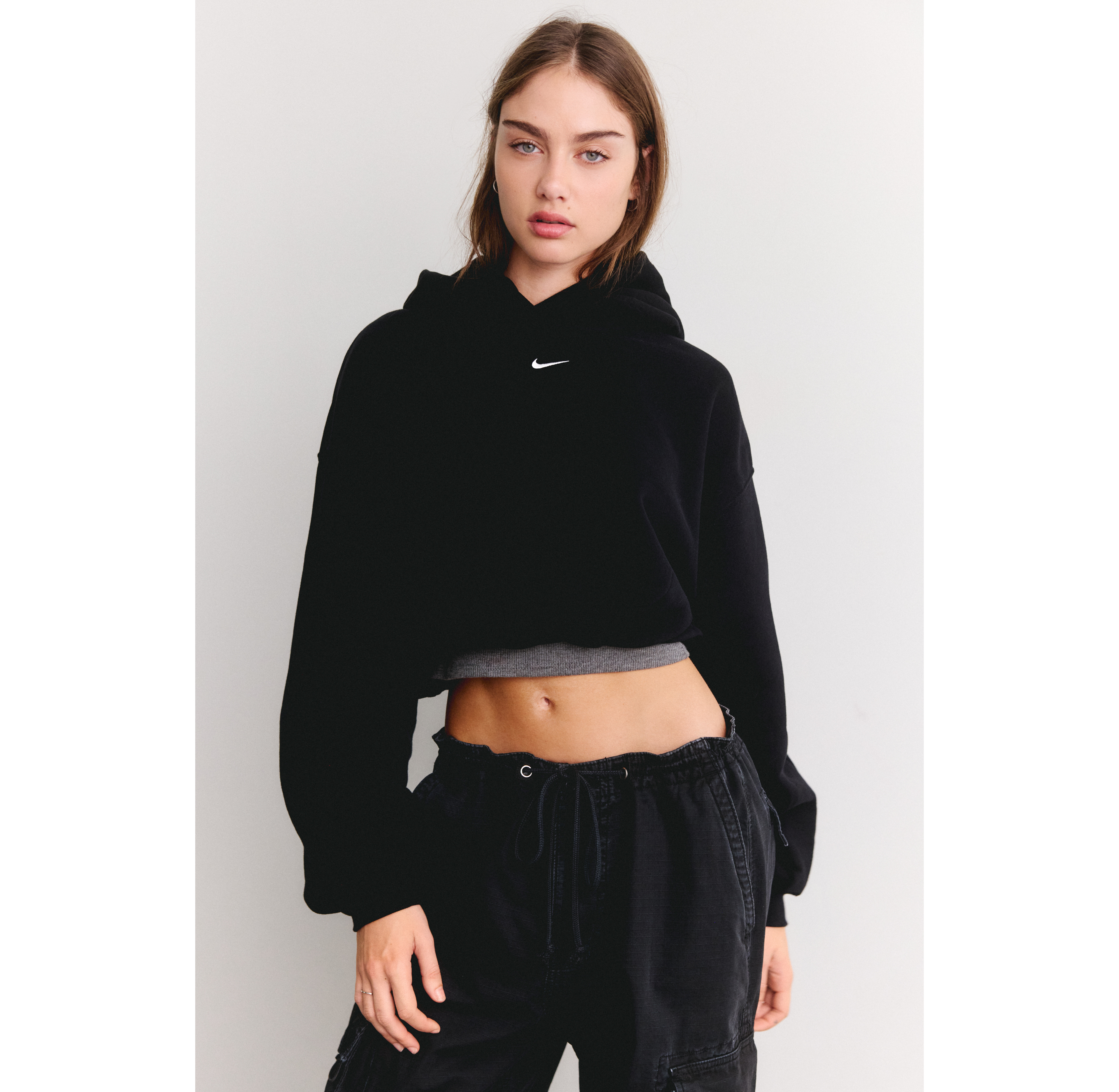 Nike Studio Fleece Oversized Cropped Hoodie Sweatshirt