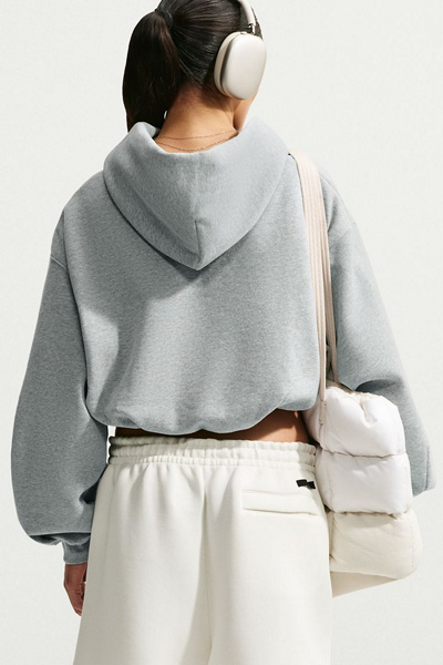 Nike Studio Fleece Oversized Cropped Hoodie Sweatshirt