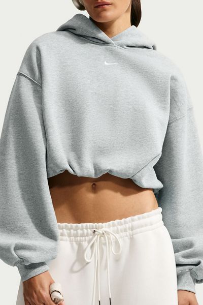 Nike Studio Fleece Oversized Cropped Hoodie Sweatshirt