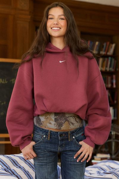 Nike Studio Fleece Oversized Cropped Hoodie Sweatshirt
