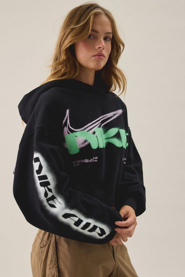 Nike Studio Fleece Graphic Oversized Cropped Hoodie Sweatshirt #2