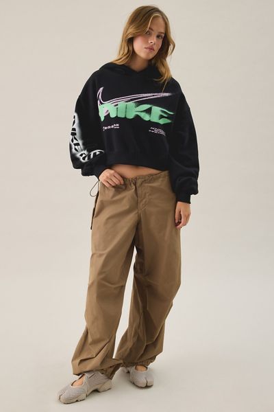 Nike Studio Fleece Graphic Oversized Cropped Hoodie Sweatshirt