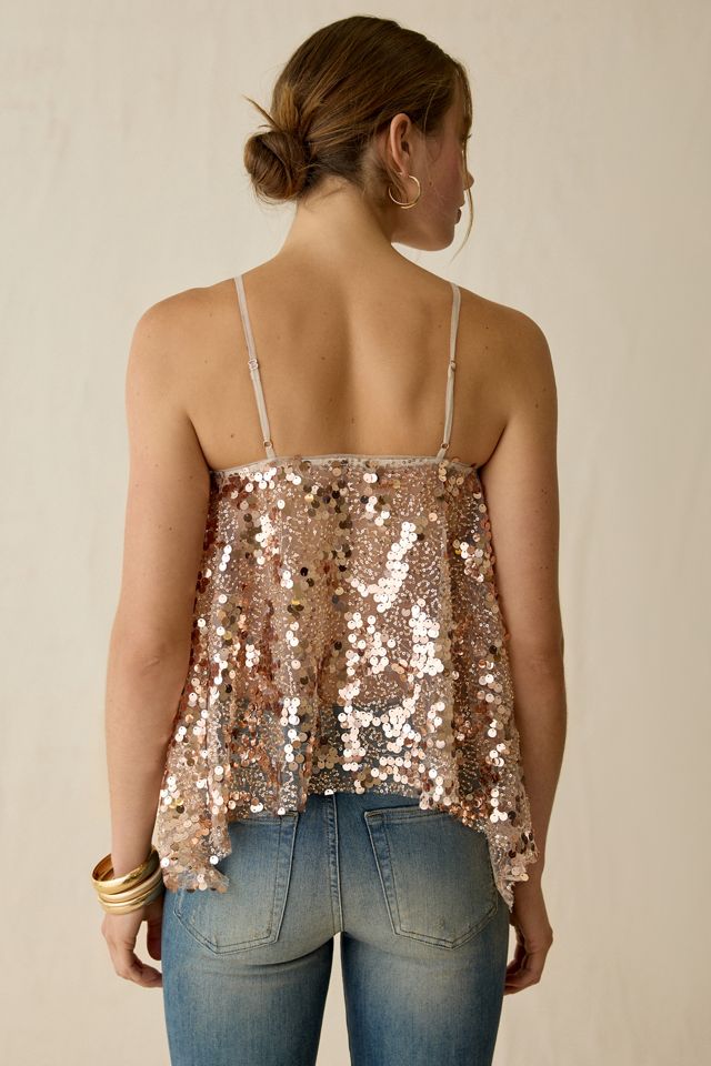 UO Rue Sheer Mesh Sequin Beaded Tank Top #1