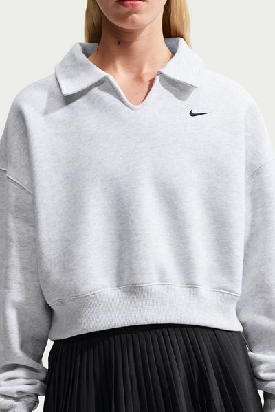 Nike Studio Fleece Oversized Cropped Polo Pullover