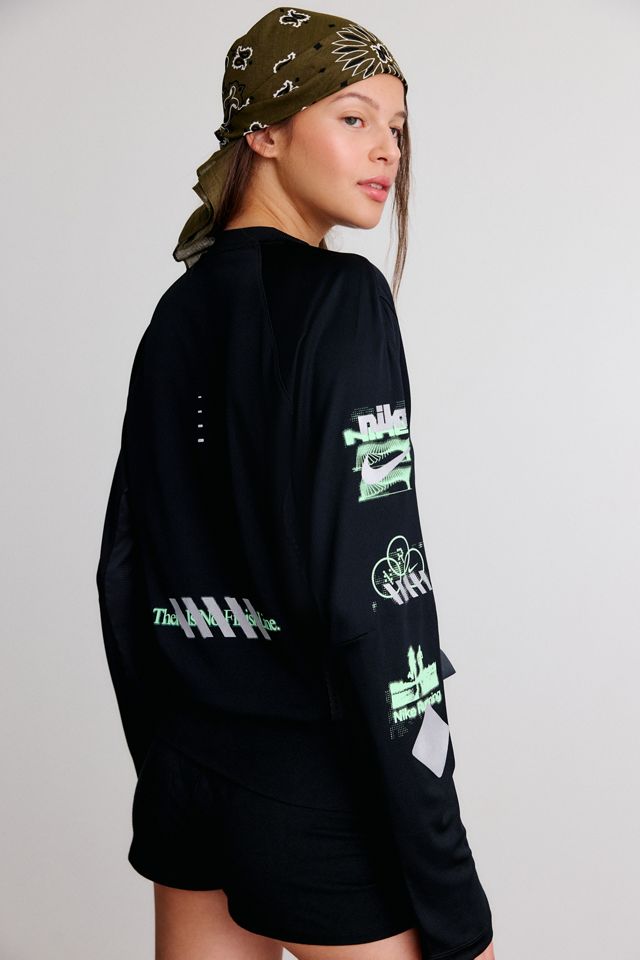 Nike Swift Jersey Graphic Long Sleeve V-Neck Running Top #3