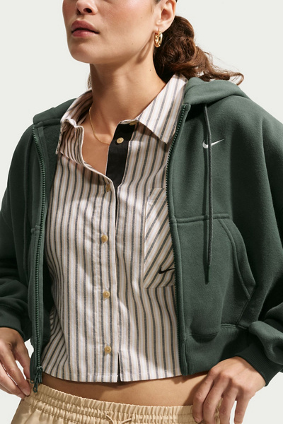 Nike Studio Fleece Oversized Cropped Full-Zip Hoodie Sweatshirt