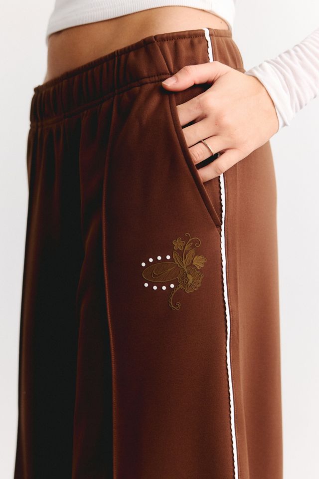 Nike Sportswear Floral Logo Detail Mid-Rise Wide Leg Track Pants #2