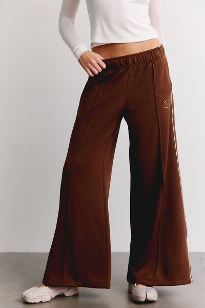 Nike Sportswear Floral Logo Detail Mid-Rise Wide Leg Track Pants
