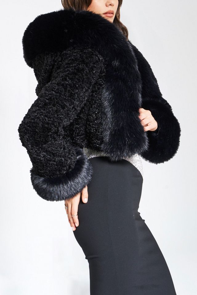 Miss Circle Kali Cropped Faux Fur Hooded Jacket #3