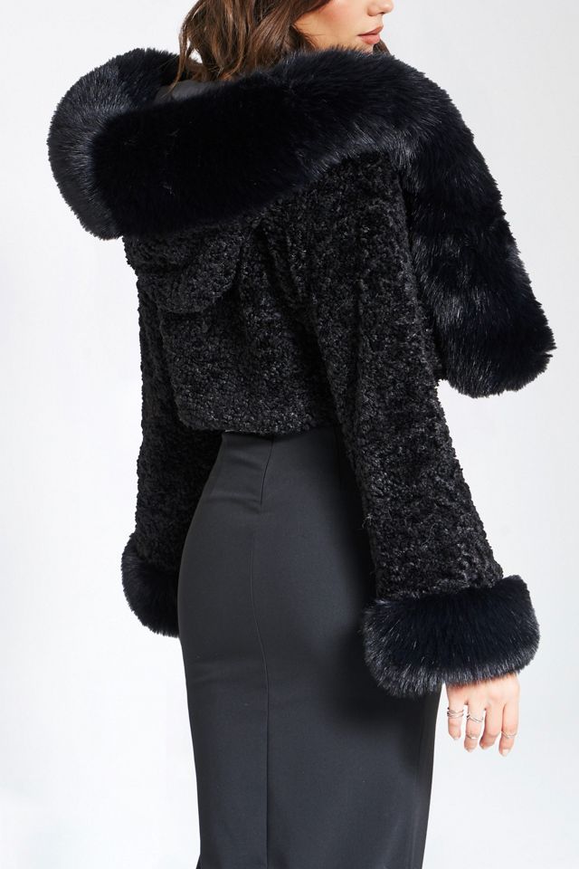 Miss Circle Kali Cropped Faux Fur Hooded Jacket #4