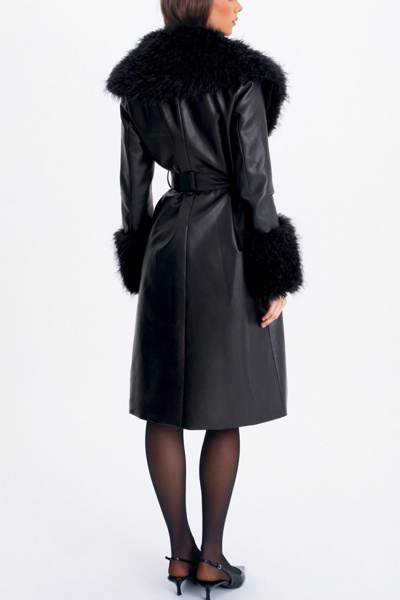 Miss Circle Zariah Faux Fur Trimmed Leather Coat