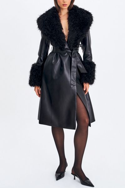 Azalea Wang Aurelia Faux Fur Trim Faux Leather Moto Jacket | Urban