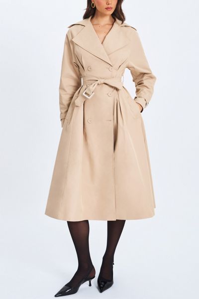 Miss Circle Ulila Double-Breasted Pleated Trench Coat