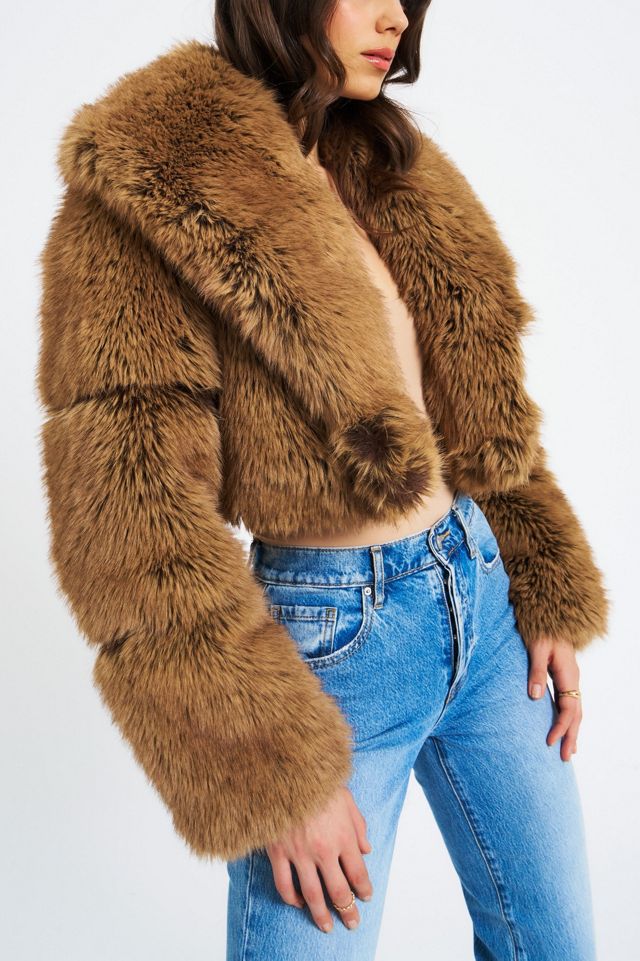 Miss Circle Yadavi Vegan Fur Cropped Jacket | Urban Outfitters