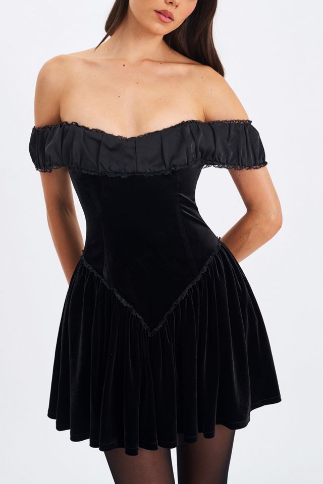 Miss Circle Daisha Velvet Off-The-Shoulder Mini Dress #1