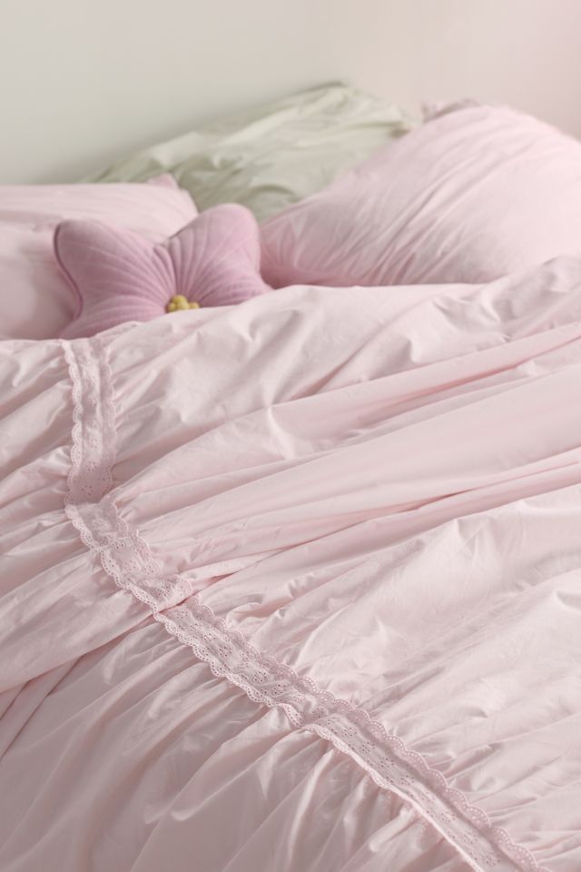 Willow Eyelet Ruched Cotton Percale Duvet Cover #2