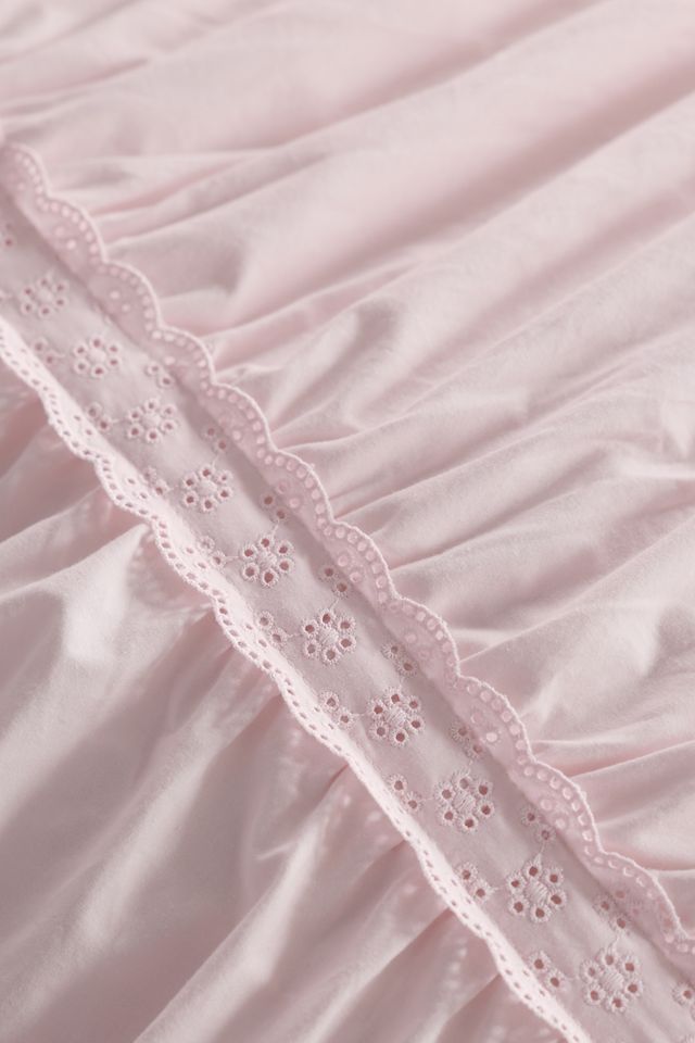 Willow Eyelet Ruched Cotton Percale Duvet Cover #3