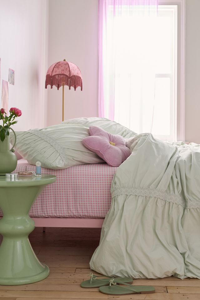Housse de couette en percale de coton froncée à œillets Willow #1