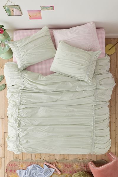 Housse de couette en percale de coton froncée à œillets Willow