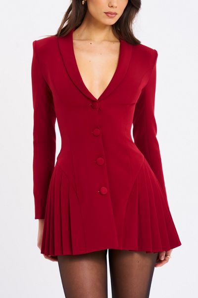 Miss Circle Ria Pleated Blazer Mini Dress | Urban Outfitters